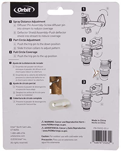 5-Pack Orbit 1/2" BRS Sprinkler Head, Connection, Silver and Gold - size: 5-Pack 1/2" Connection