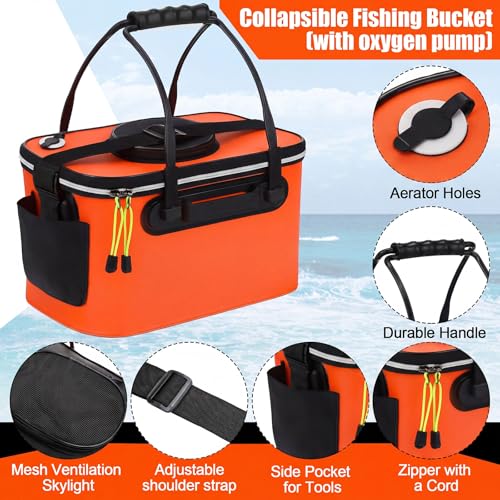 2 Pcs Fishing Bucket and Live Bait Aerator - color: Orange
