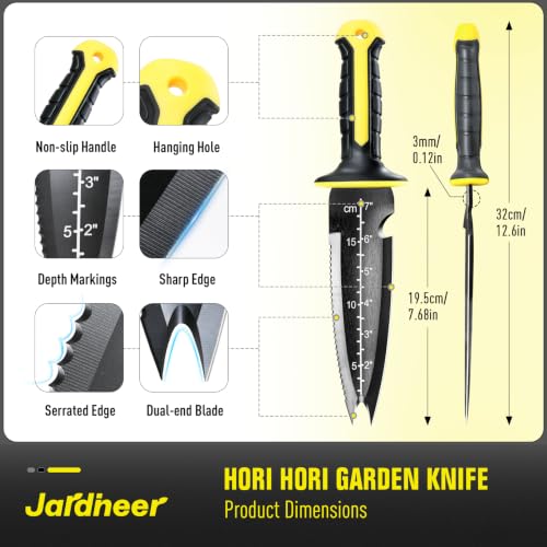 Hori Hori Garden Knife Tool with Full‑Tang Blade, 7" Weeding Knife