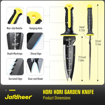 Hori Hori Garden Knife Tool with Full‑Tang Blade, 7" Weeding Knife