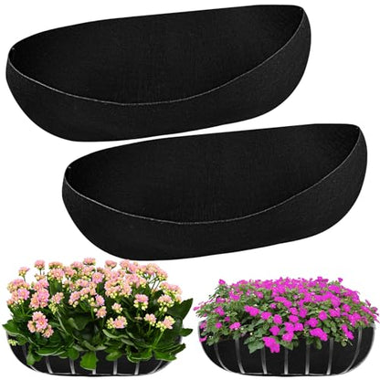 2PCS 36Inch Upgraded Planter Basket Liners Fabric Window Box Liners Felt Trough Planter Liner Black Flower Basket Liner Non-Woven Hanging Plant Liner for Planters Garden Fence - Avoid Bird Nesting - size: 2PCS 36 Inch