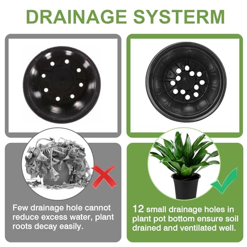 GroTheory 100 Pack 1 Gallon Nursery Pots, 6.7 Inch Plastic Pots for Plants