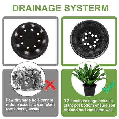 GroTheory 100 Pack 1 Gallon Nursery Pots, 6.7 Inch Plastic Pots for Plants