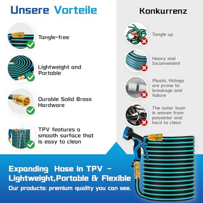 Expandable Garden Hose 100FT Brass Fittings - color: Blue, size: 100FT