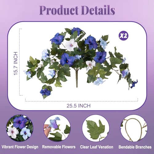 Ammyoo Artificial Fake Petunia Flowers for Outdoor Decoration - color: Blue White