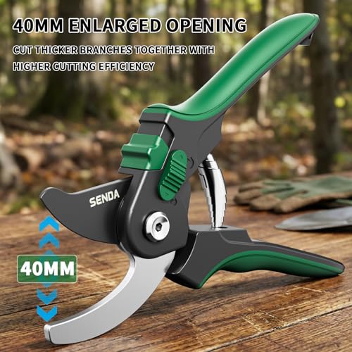 8.5" Bypass Pruning Shears, SK5 Steel Pruning Shears for Gardening, Garden Clippers with 2-Position Adjustable Jaw for Thick Branches, Landscaping - style: 8.5'' adjustable pruning shears