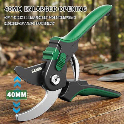 8.5" Bypass Pruning Shears, SK5 Steel Pruning Shears for Gardening, Garden Clippers with 2-Position Adjustable Jaw for Thick Branches, Landscaping - style: 8.5'' adjustable pruning shears