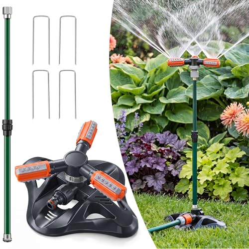 Metal Lawn Sprinkler for Yard with Adjustable Extension Risers