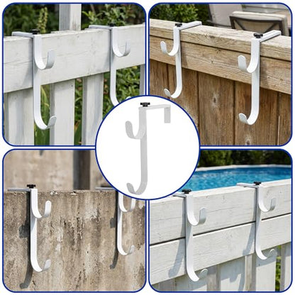 2 Pcs Double Pool Fence Hooks for Equipment, Adjustable Pools Pole Hanger