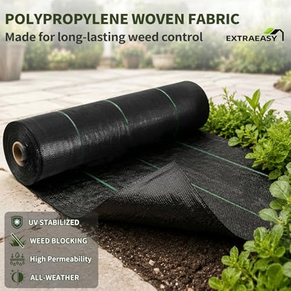 EXTRAEASY 4ft x 300ft Weed Barrier Fabric, Heavy Duty Landscape Fabric, 3.2oz Weed Control Fabric, Tear-Resistant Weed Blocker Ground Cover for Garden, Gravel, Driveway, Flower Bed - size: 4ftx300ft