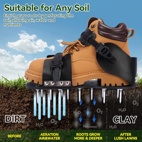 HFH Lawn Aerator Shoes with 1-3/4" (1.75") Spikes, Wrench & Ratchet Buckles