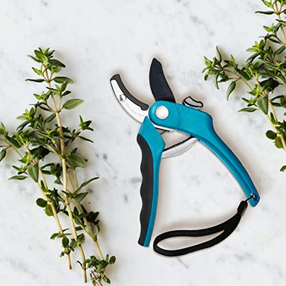 Nevlers 8" Blue Anvil Pruning Shears Heavy Duty Branch Cutter w/8mm Cut Cap - color: Blue, size: Anvil