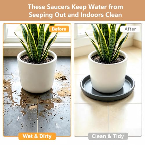 Ceramic Plant Saucer, 11.4 Inch, Gray - color: Gray