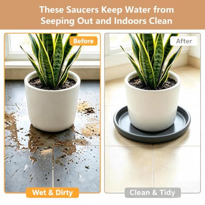 Ceramic Plant Saucer, 11.4 Inch, Gray - color: Gray