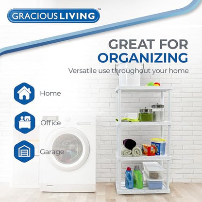 Gracious Living Knect-A-Shelf 4-Shelf Plastic Storage Unit & Rack, White - color: 4 Shelf - White, size: 1 Pack