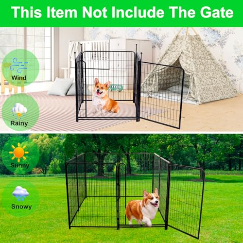 Tall Garden Fence Without Gate, 54 in(H) Dog Fences for The Yard, 8 Panels Total 17.7 Ft(L) Outdoor Dogs Fence, Modular Fencing,Dogs Fences Outdoor for Yard. Garden Fencing - size: 54''(H)-8panels-17.7ft(L) no door
