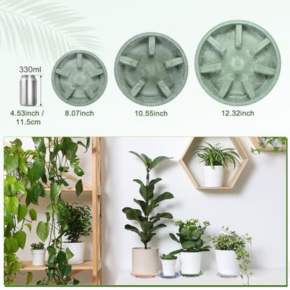 M METERXITY 2-Pack Plant Saucer, 10.04 Inch/25.5 cm Plastic Plant Trays Thicker for Pots/Indoor/Outdoor/Water Drainage and Protection, Flowerpot Drip Tray [Green Veins] - color: Green Veins