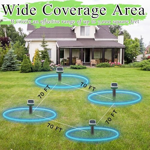 Mole Repellent Solar Powered Sonic Snake & Skunk Vole & Gopher & Armadillo & Rabbit & Groundhog & Chipmunk & Raccoon Repellent for Yard,Waterproof Outdoor Ultrasonic Mole Deterrent Spikes,10 Pack