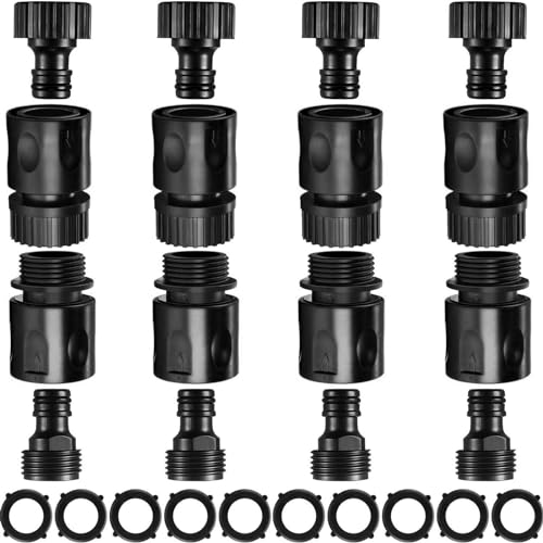 Hotop 16 Pcs Garden Hose Quick Connector, 3/4 Inch Fittings, Black - color: Black