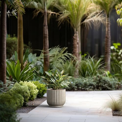 Kante Small Round Pedestal Weathered Concrete Planter 11" Dia, Outdoor - color: Weathered Concrete, size: 11"w x 9.8"h