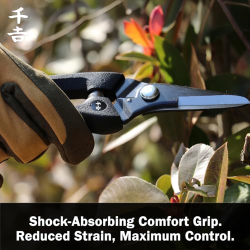 Senkichi Pruning Shears 190mm/7.5", Shock-Absorbing Grip - Japanese Pruner - size: 190mm (7.5")