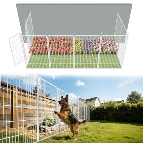 FXW No Dig Garden Fence, Outdoor for Yard, 45in(H) x 18.2ft(L), 8 Panels - color: White, size: 45"H