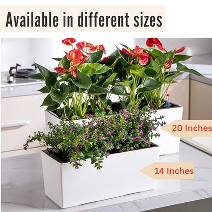 LaLaGreen Wall Planter for Outdoor (20in, 2 Pack) White Window Box Planters - color: White X 2