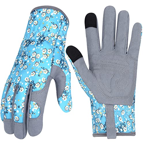 Leather Gardening Gloves for Women Thorn Proof Garden Gloves Touch Screen Working Gloves Gifts - color: Colord, size: Large