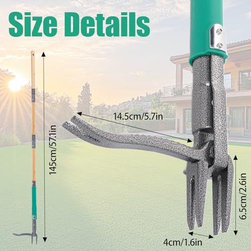 Pragmatist Stand Up Weed Puller Tool with Dual Weed Eject Tech, 4 Claw Steel Head Garden Tools 57.1" Long Handle Weeder, Heavy Duty No Bend Weed Remover for Dandelions, Thistles, Lawn and Yard