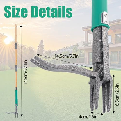 Pragmatist Stand Up Weed Puller Tool with Dual Weed Eject Tech, 4 Claw Steel Head Garden Tools 57.1" Long Handle Weeder, Heavy Duty No Bend Weed Remover for Dandelions, Thistles, Lawn and Yard