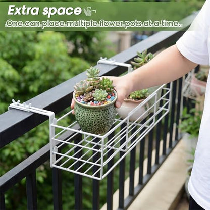 Youyole Railing Hanging Planter Holder, Adjustable Balcony Flower Pot Stand - color: White, size: 6" Wide, style: Classic