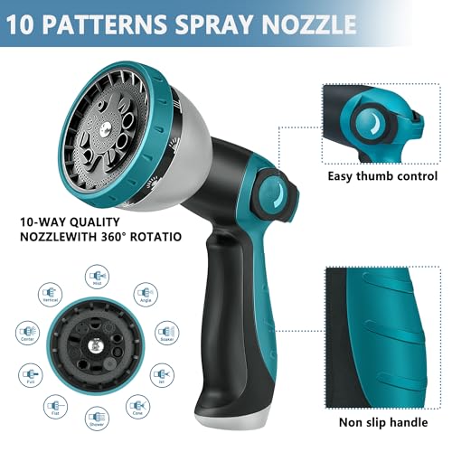 100 ft Expandable Garden Hose - 2026 Newly Upgraded Expanding Water Hoses with 10 Function Spray Nozzle, Extra Strength Fabric, Leak-Proof, Lightweight, Kink-Free Flexible Retractable Hose(Gray Blue)