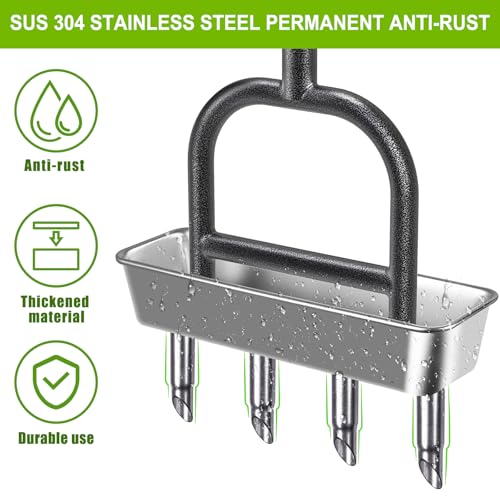 Dolibest Lawn Coring Aerator, Manual Lawn Aerator, 4 Stainless Steel Corer Plug Aerator with Triangular Handle, Pre-Assembled Manual Grass Aerating Tool & Storage Tray for Improving Lawn Health - color: D: 4 Plugs Coring Aerator with Storage Tray
