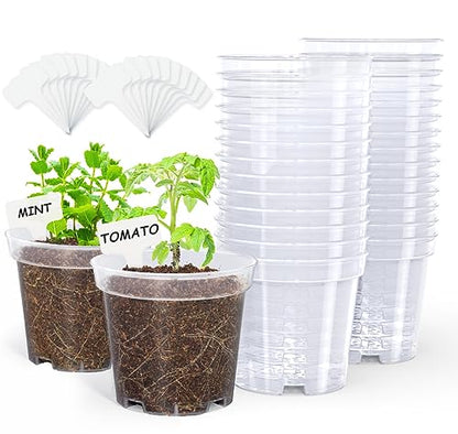 homenote 4 Inch Clear Nursery Pots with Drainage Holes for Plants (30 Pcs) - color: Transparency-no Lid, size: 4 Inch-30 Pack