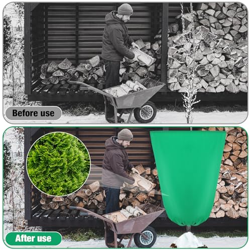 4 Pcs Plant Covers Freeze Protection 35.4" x 59", Green - color: Green