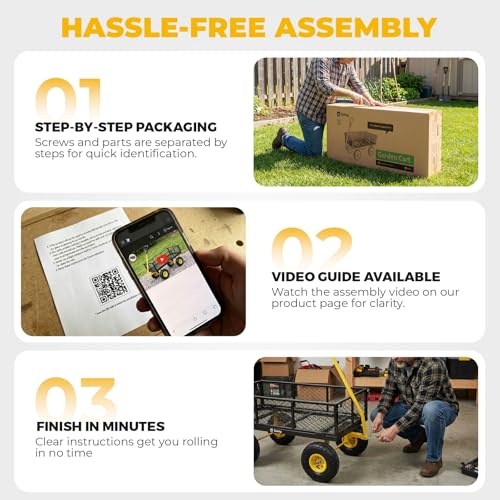 Sekey Steel Mesh Garden Cart, 600 lb Capacity, Removable Sides - color: Black, size: 600LBS
