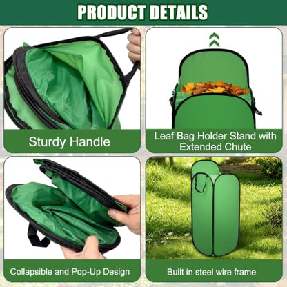 Leaf Bag Holder Stand with Extended Chute for 30 Gallon Lawn Waste Bags