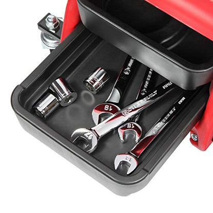 Powerbuilt Rolling Garage Seat with Tool Trays, Smooth Ball Wheel Bearing Casters 300 Pound Capacity Stool, Detailing, Motorcycle, Gardening - 240283 - size: Compact