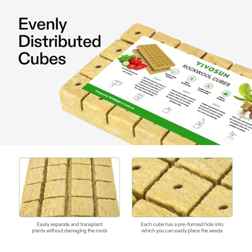 VIVOSUN 1.6" Rockwool Cubes, 4 Sheet of 112 Plugs Stonewool Starter - size: 1.6"-112 Plugs