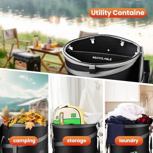 Pop-Up Trash Bin, Collapsible Trash Can, Black