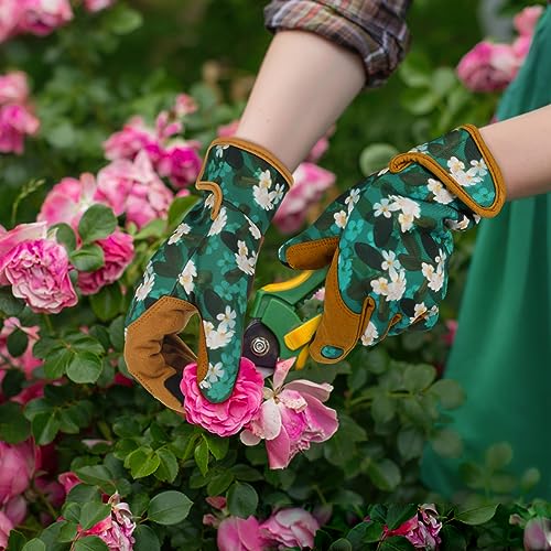 Leather Gardening Gloves for Women Garden Gloves Thorn Proof Heavy Duty Gloves Women Gardening Gift - color: Color a