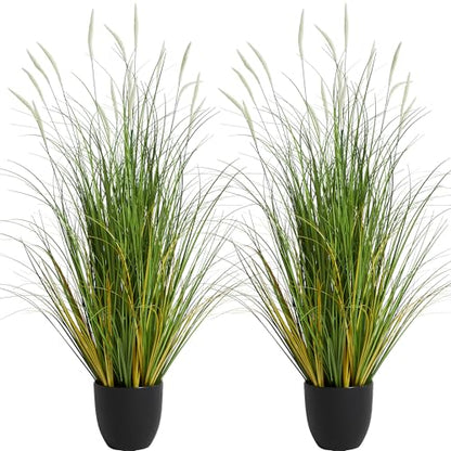 3ft 2-Pack Artificial Cattail Reed Grass, 35in Artificial Fake Onion Plant - size: 3FT