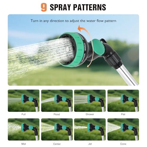 Yesker Watering Wand for Garden Hose, 35 Inch, 9 Spray Patterns, Adjustable Water Sprayer with Pivoting Head, Garden Hose Nozzle with Thumb Flow Control, Ideal for Water Hanging Baskets and Shrubs - size: 35 inches