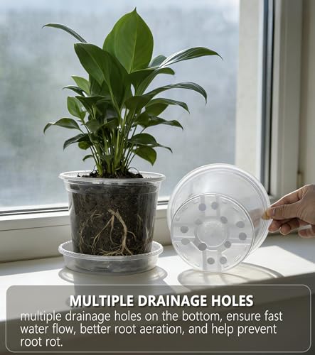 15-Pack Clear Nursery Pots with Drainage Holes (3/4/5 Inch) - color: Pots, size: 3/4/5"-15 sets