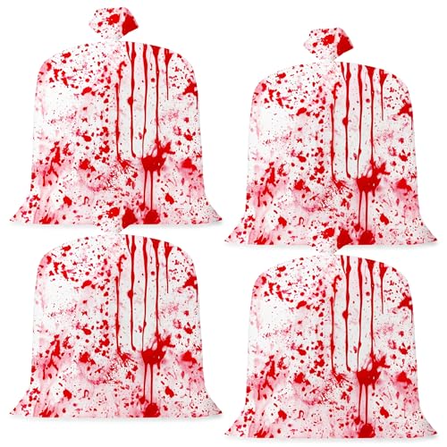 CNhoqc Halloween Lawn Leaf Bags, 8 Pcs Bloody Garbage Bags with Twist Ties