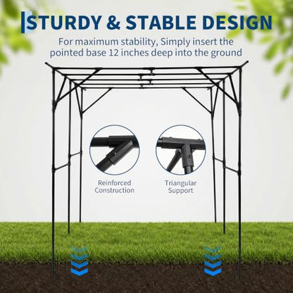 Garvee Metal Garden Arch Trellis for Climbing Plants Outdoor - color: Black-79"L*59"W*78"H