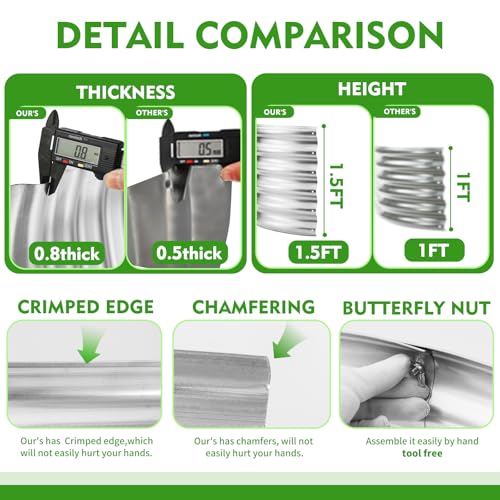 YSEJOMP 17" Tall 40" Diameter Round Raised Garden Bed Kits Outdoor Silver - color: Silver, size: 40 Dia X 16.5 inches