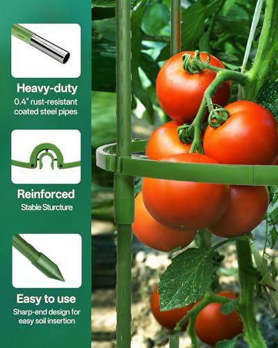 3 Pack Tomato Cage, Up to 59 Inch Adjustable Metal Tomato Cages for Garden - size: 3 Pack-59in
