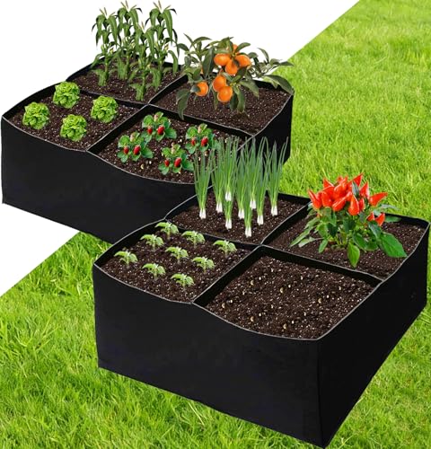 2 PCS Grow Bags, Fabric Raised Garden Bed for Vegetable Herbs Gardening, 28.5 Gallon Fabric Planting Bags Pots Indoor Outdoor, 2x2x1ft - size: 2x2x1ft 2-Pack