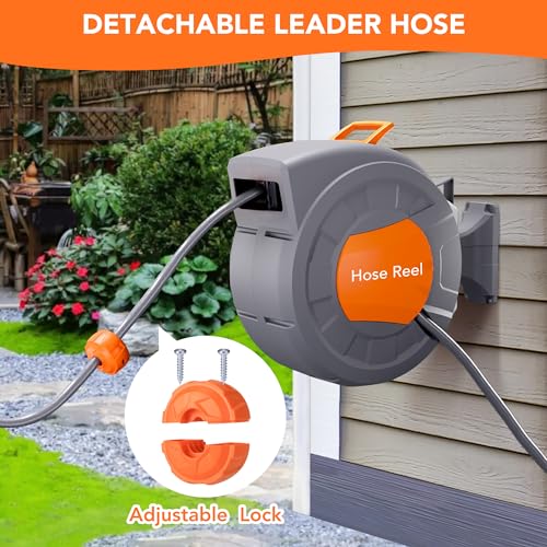 GAOMON Retractable Garden Hose Reel, Water Hose Reel 1/2 in x 100 ft - size: 100FT